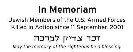 Jewish Members of the U.S. Armed Forces Killed in Action since 11 September, 2001