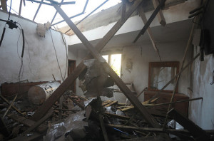 A direct hit to the living room of an Ashkelon home