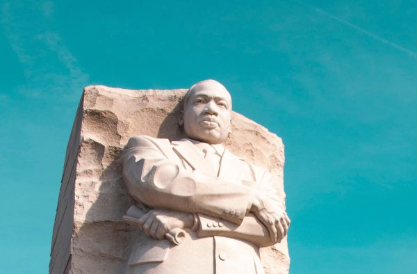 A statue carving of MLK Jr.