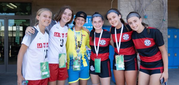 Six young girls at JCC Maccabi competition